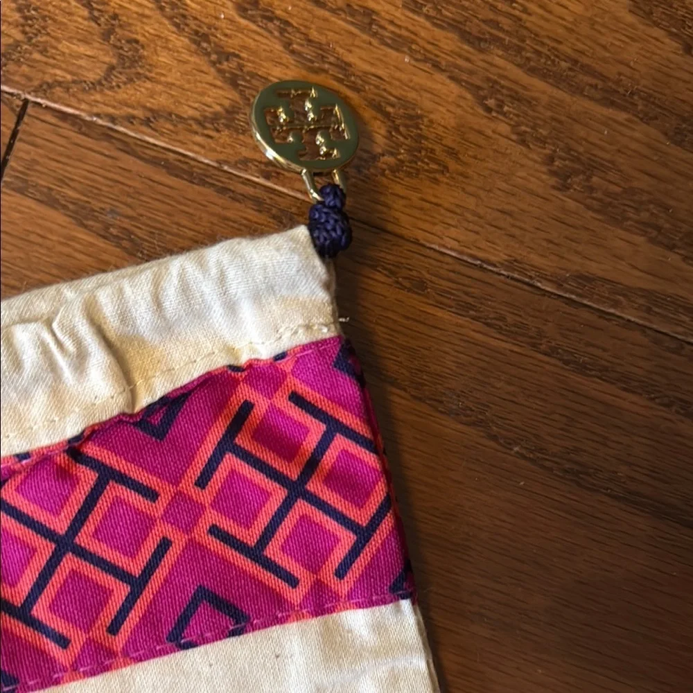 Tory Burch large cream and Pink Drawstring Bag